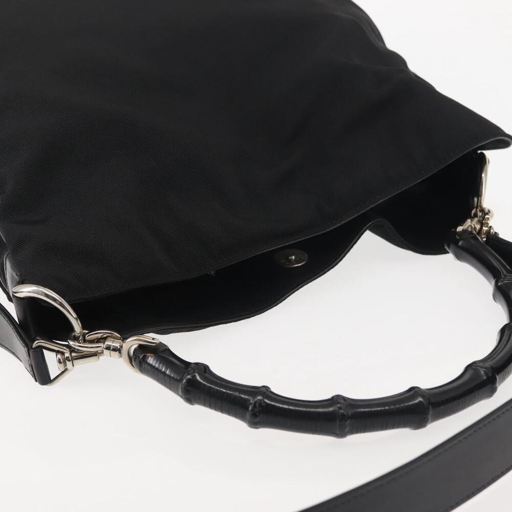 GUCCI Bamboo Hand Bag Canvas 2way Black Silver 001 1638 1705 Auth 142542 - Picture 6 of 16